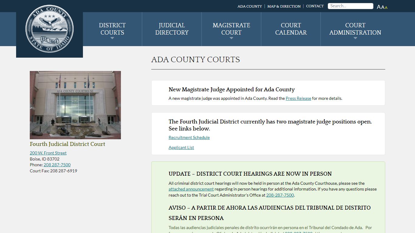 Ada County Courts - Judicial Court